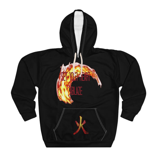 Heart on Fire Unisex Pullover Hoodie (AOP)