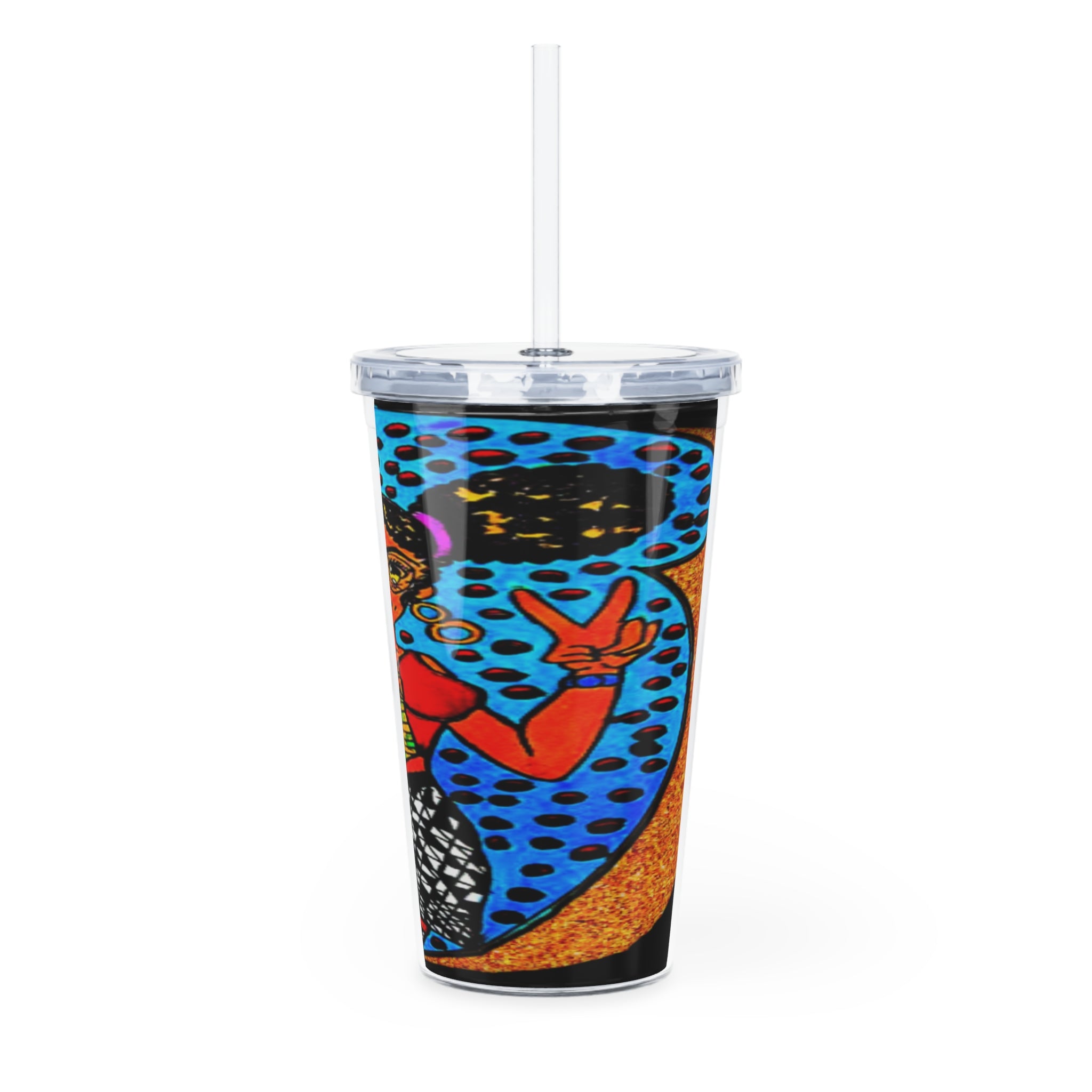 Melanin queen Plastic Tumbler with Straw