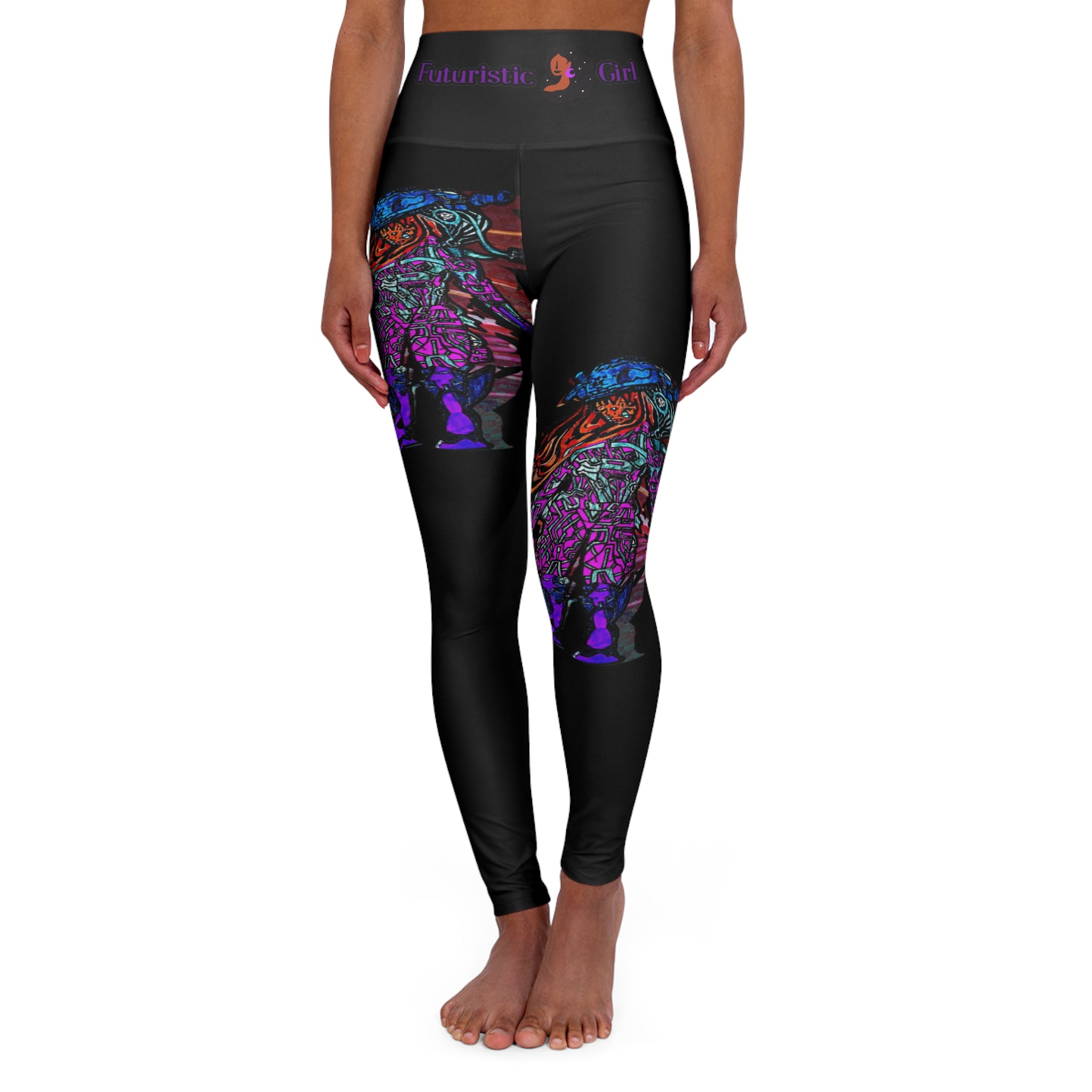 Futuristic Girl High Waisted Yoga Leggings (AOP)