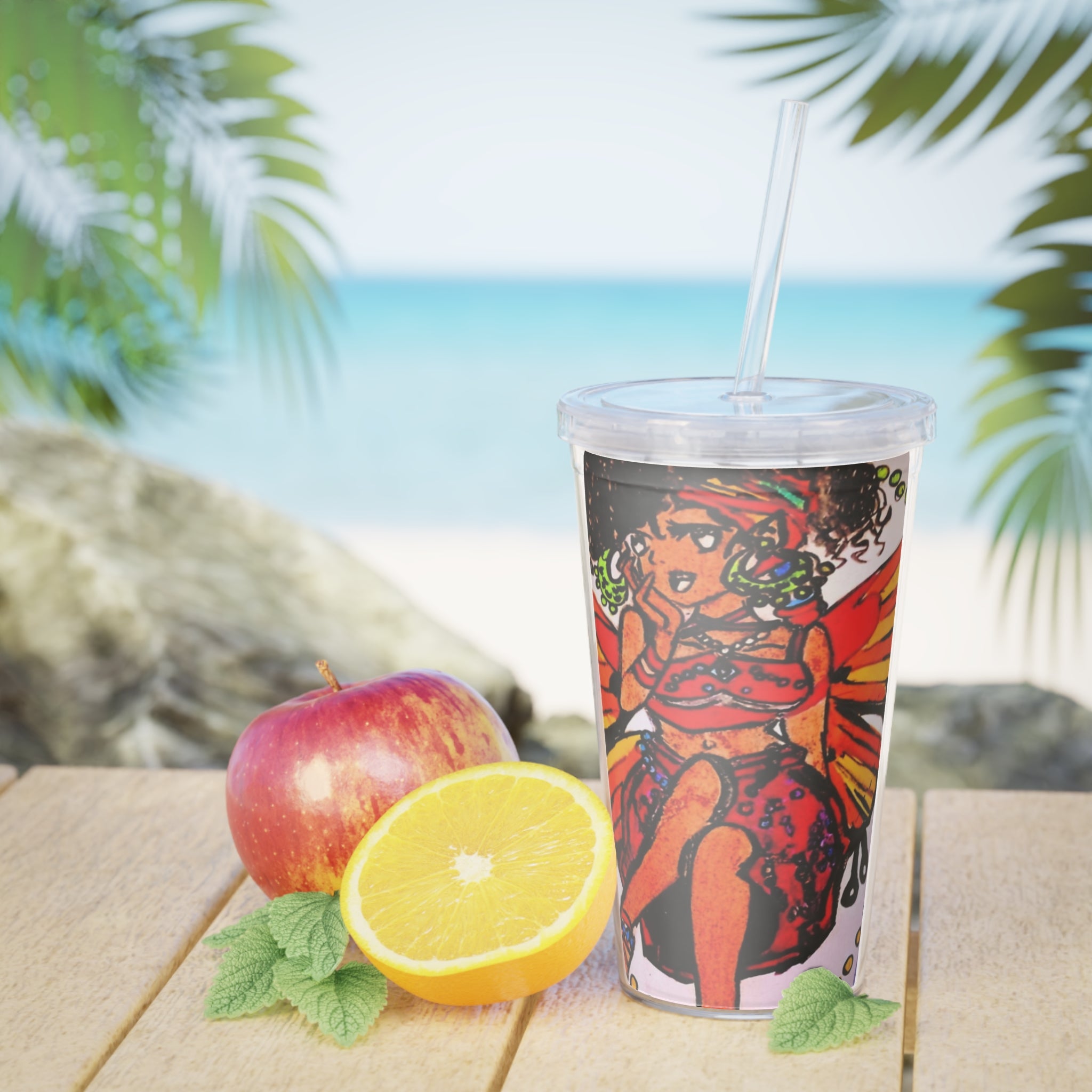 Divine Fairy Plastic Tumbler with Straw