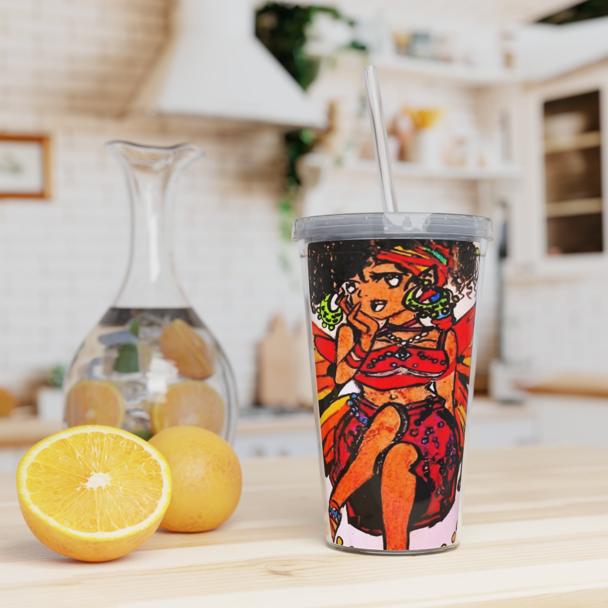 Divine Fairy Plastic Tumbler with Straw