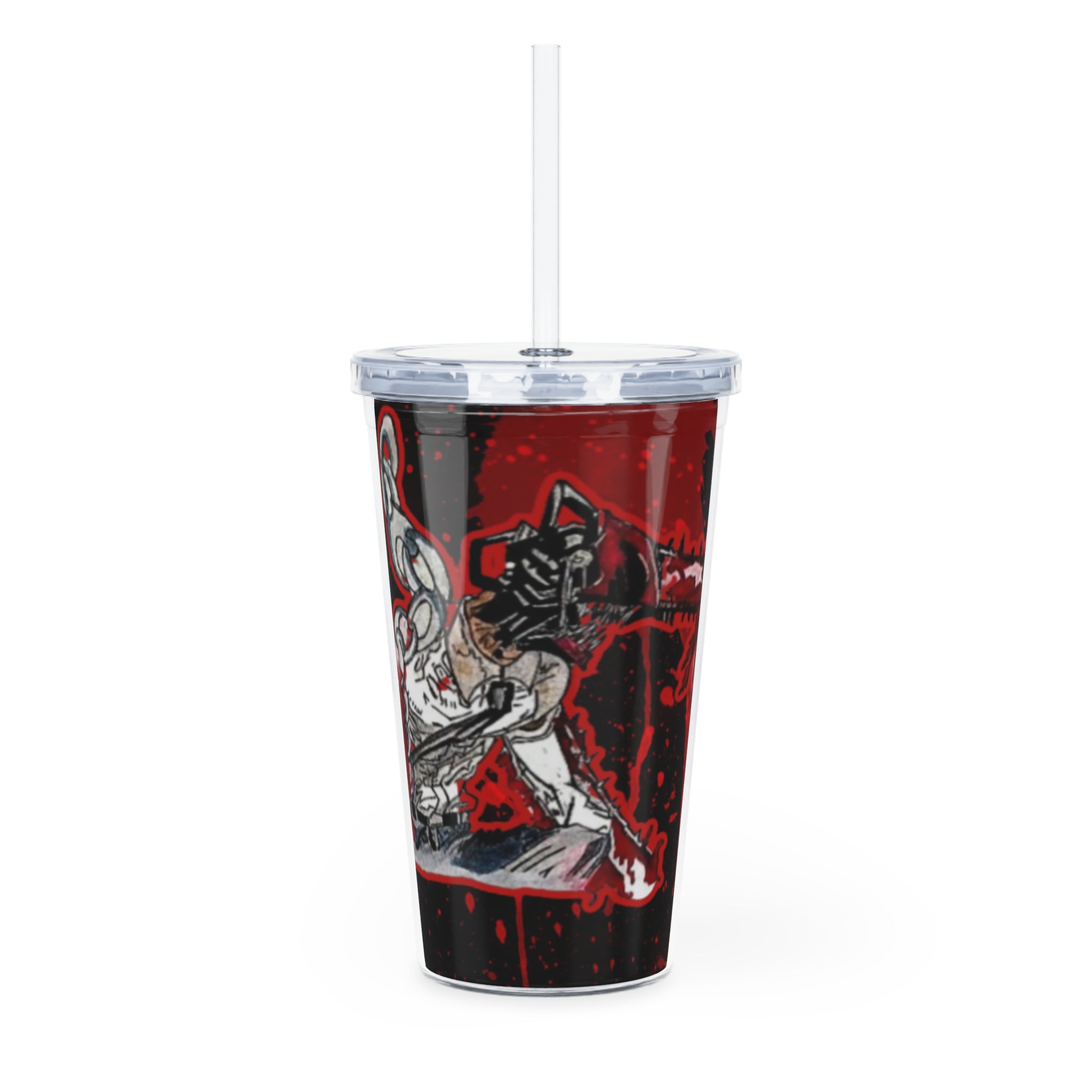 Chained Plastic Tumbler with Straw