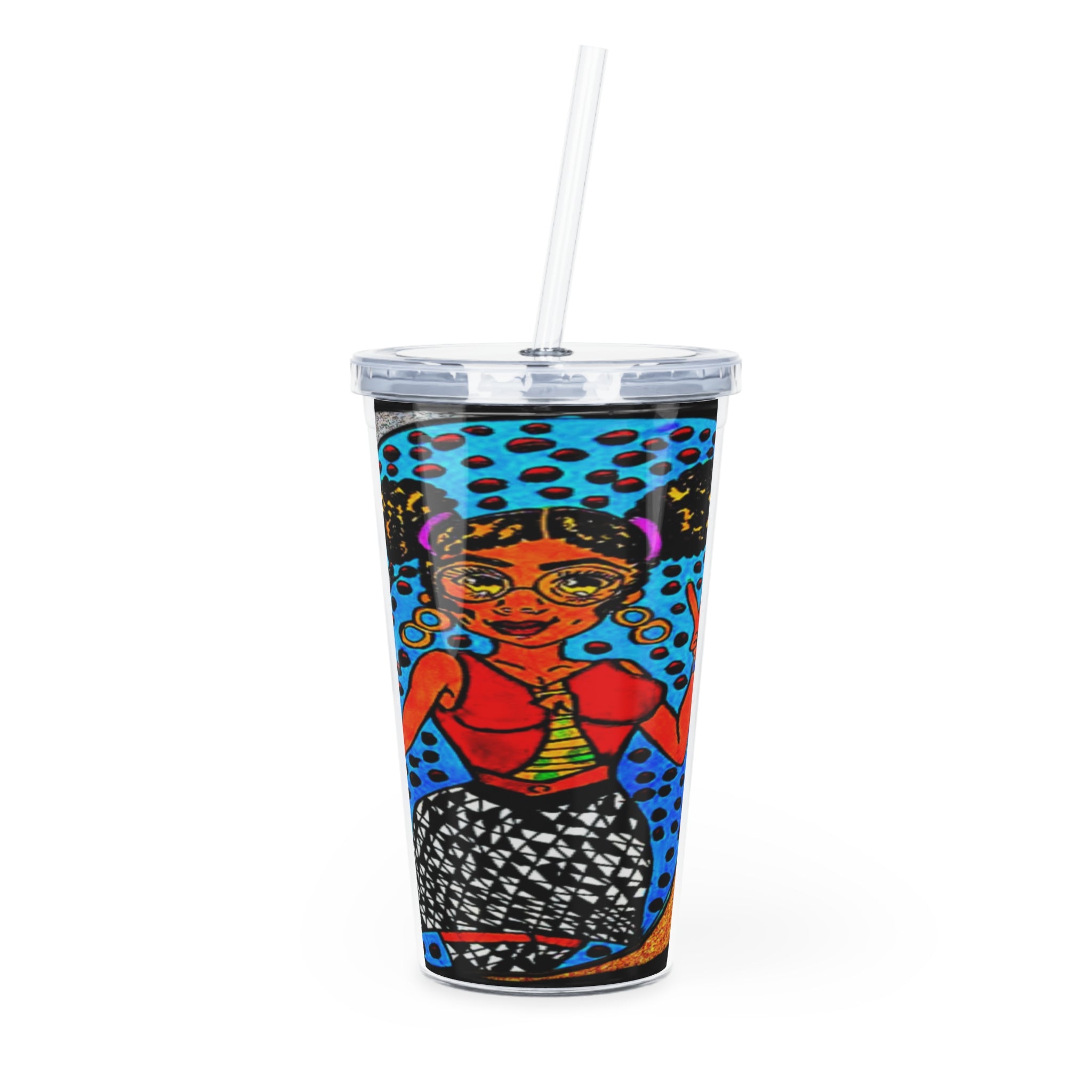 Melanin queen Plastic Tumbler with Straw