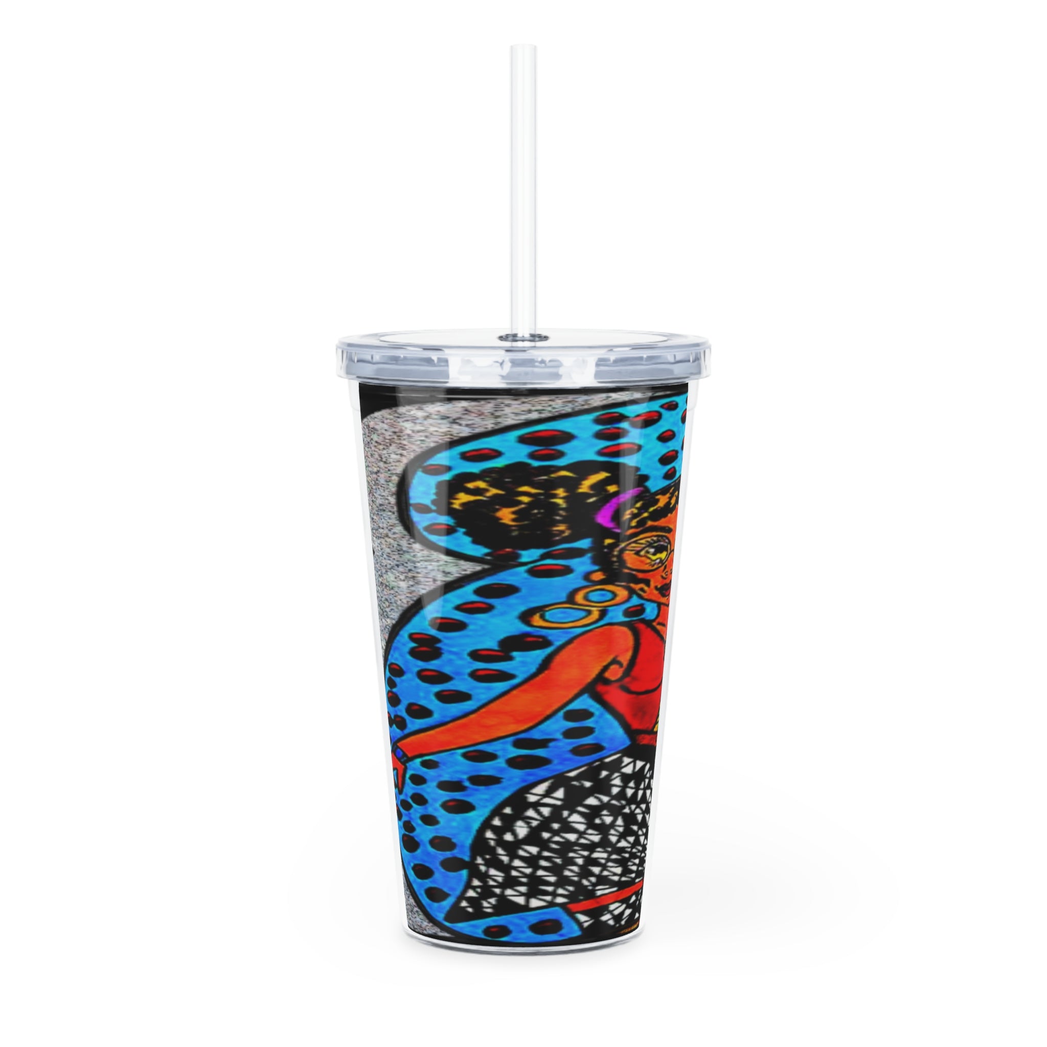 Melanin queen Plastic Tumbler with Straw