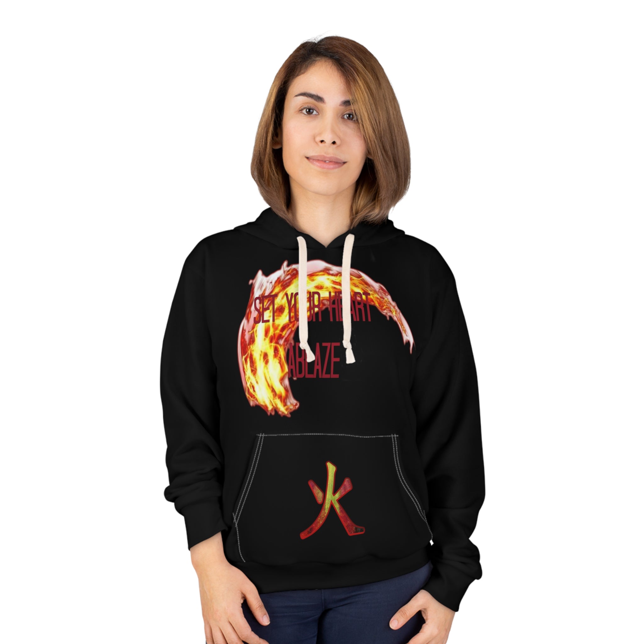 Heart on Fire Unisex Pullover Hoodie (AOP)