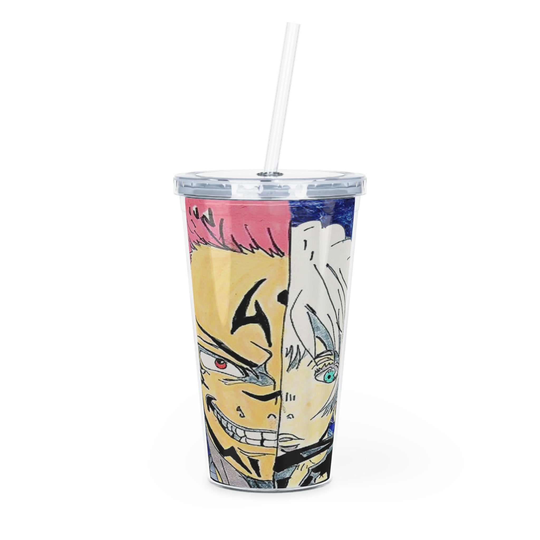 Curse vs sorcerer Plastic Tumbler with Straw